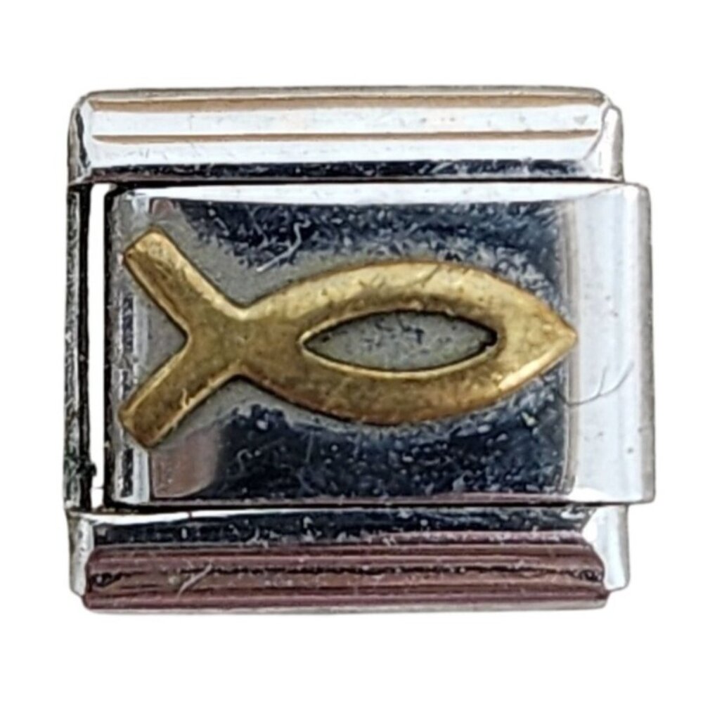 Italian Charm Link Compatible 9mm Ichthys Jesus Fish Silver Bracelet Jewelry